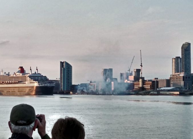 16-07-19 LIVERPOOL. The Pier Head & Cunard's Queen Mary 2.