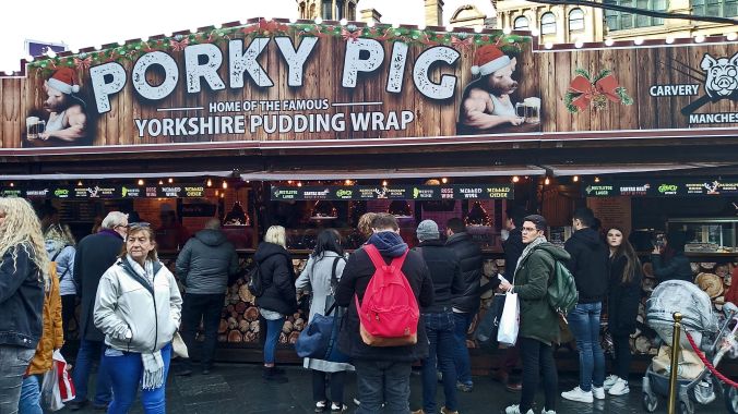 13/11/19 MANCHESTER. Christmas Market On Exchange Square. Pork